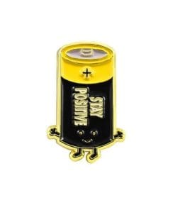 Battery 'Stay Positive' Enamel Pin