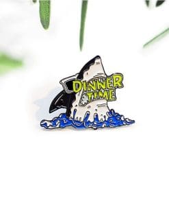 Alternative view of Hungry Shark 'Dinner Time' Enamel Pin