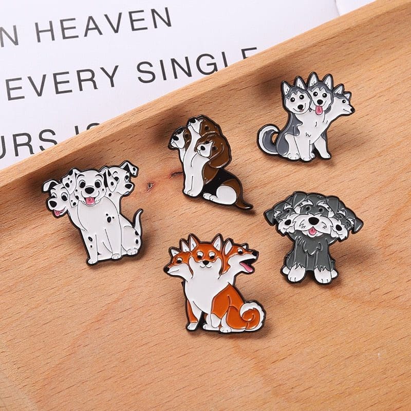 3 Heads Dog 'Basset Hound' Enamel Pin - Image 2