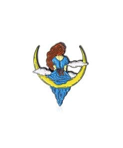 Blue Princess Sitting on the Moon Enamel Pin
