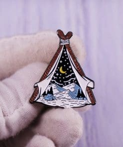Camping Tent 'Mountain Starry Night' Enamel Pin
