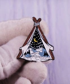 Alternative view of Camping Tent 'Mountain Starry Night' Enamel Pin