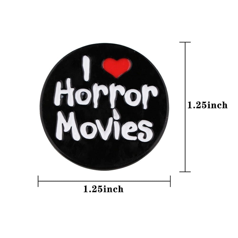 Halloween 'I Love Horror Movies' Enamel Pin - Image 4