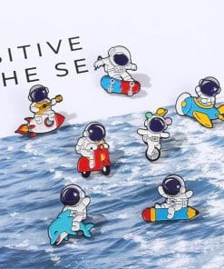 Cute Astronaut 'Skateboard Ride' Enamel Pin - Image 3