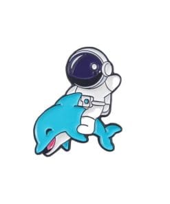 Cute Astronaut 'Dolphin Ride' Enamel Pin
