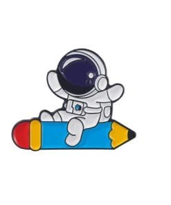 Cute Astronaut 'Pencil Ride' Enamel Pin