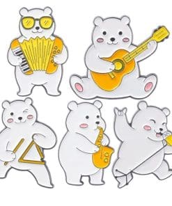 Alternative view of Musician Bear 'Singing Polar Bear' Enamel Pin