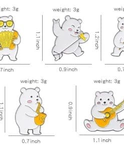 Musician Bear 'Guitarist Polar Bear' Enamel Pin - Image 3
