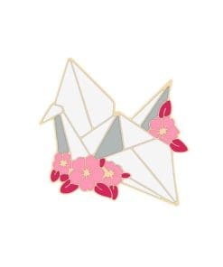 Origami 'Cherry Blossoms Paper Crane' Enamel Pin
