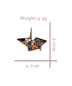 Origami 'Floral Black Paper Crane' Enamel Pin - Image 7