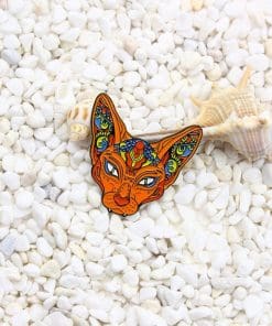 Alternative view of Cute Cat 'Orange Sphynx' Enamel Pin