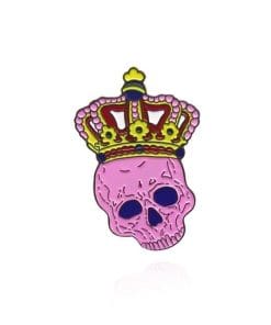 Crown Pink Skull Enamel Pin