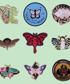 Alternative view of Golden Moth Enamel Pin