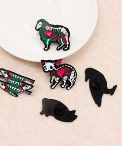 Animal Skeleton 'Ram | Punk Roses Heart' Enamel Pin - Image 6