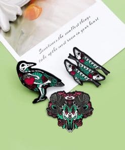 Alternative view of Animal Skeleton 'Crow | Punk Heart' Enamel Pin