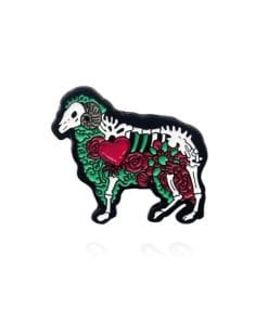 Animal Skeleton 'Ram | Punk Roses Heart' Enamel Pin