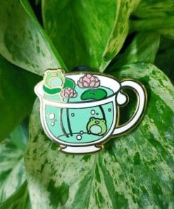 Alternative view of Cute Frog 'Lotus Leaf Cup' Enamel Pin