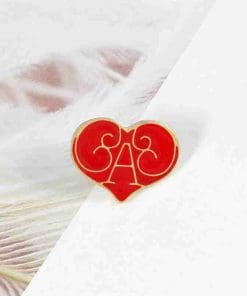 Alternative view of Red Heart 'Kidney Bean' Enamel Pin