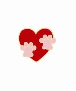 Red Heart 'I Love Paw' Enamel Pin