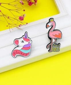 Alternative view of Flamingo & Unicorn Set 'Stand Tall | Lucky' Enamel Pin
