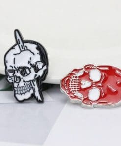 Alternative view of Horror Skull 'Wood Stake' Enamel Pin