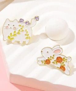Alternative view of Hopping Bunny 'Red Hibiscus' Enamel Pin