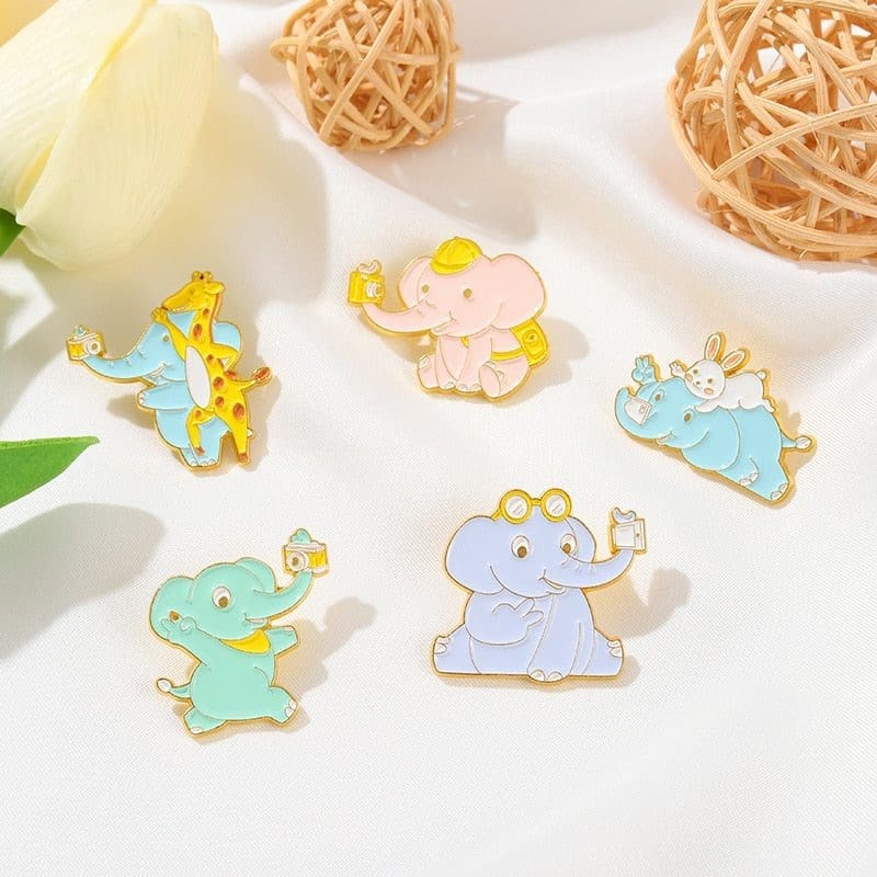 Animal Selfie 'Sitting Blue Elephant' Enamel Pin - Image 3