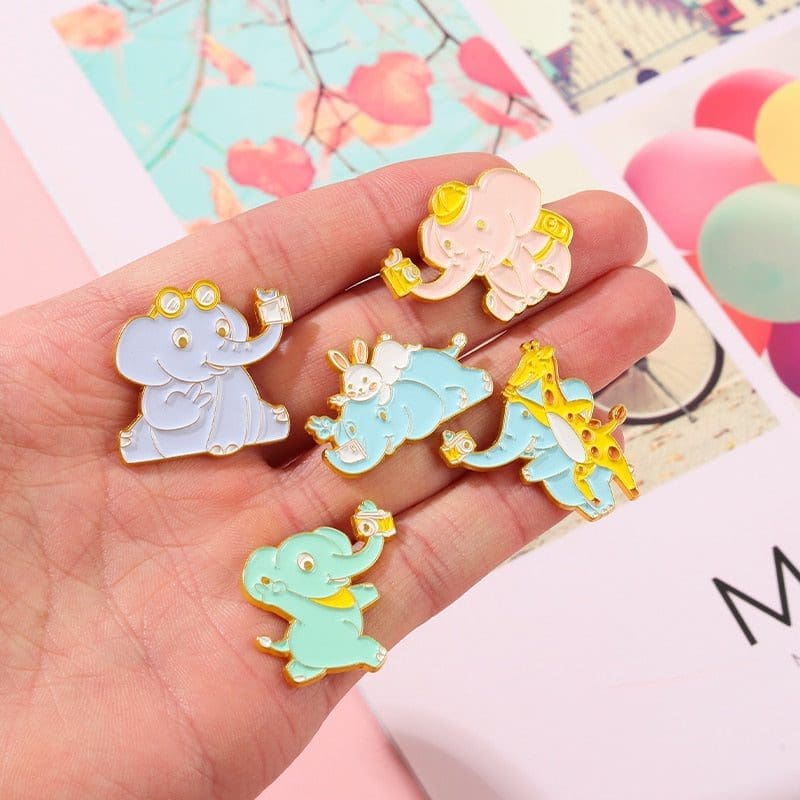Animal Selfie 'Sitting Blue Elephant' Enamel Pin - Image 4