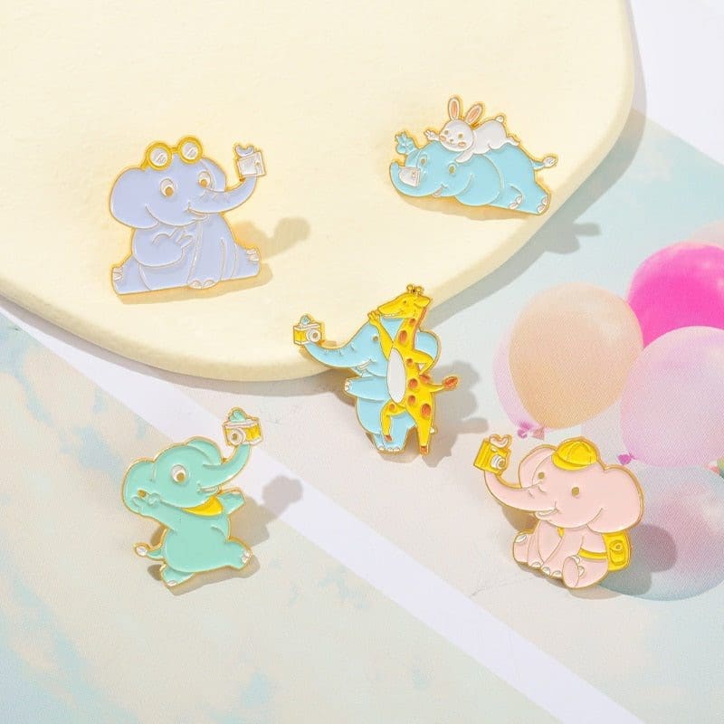 Animal Selfie 'Sitting Blue Elephant' Enamel Pin - Image 5