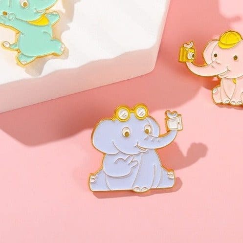 Animal Selfie 'Sitting Blue Elephant' Enamel Pin - Image 2