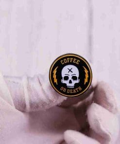 Alternative view of Skull 'Coffee or Death' Enamel Pin
