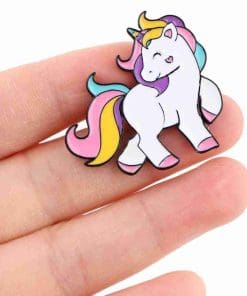 Alternative view of Playful Rainbow Unicorn Enamel Pin