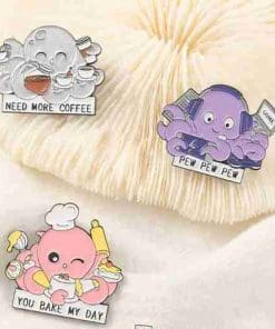 Alternative view of Purple Octopus 'Game | Pew Pew' Enamel Pin