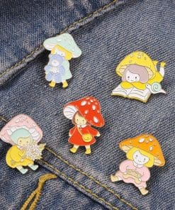 Blue Mushroom 'Bear Cuddling' Enamel Pin - Image 4