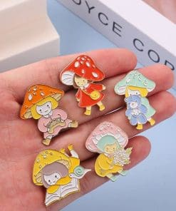 Blue Mushroom 'Bear Cuddling' Enamel Pin - Image 6