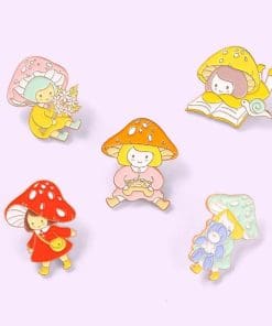 Blue Mushroom 'Bear Cuddling' Enamel Pin - Image 7