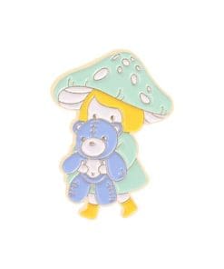 Blue Mushroom 'Bear Cuddling' Enamel Pin