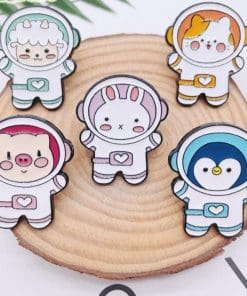 Alternative view of Bunny Astronaut Heart Suit Enamel Pin