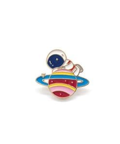 Astronaut 'Clasping Planet' Enamel Pin