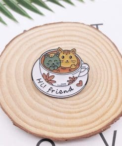 Alternative view of Coffee Cup 'Cute Cats | Hi Friend' Enamel Pin