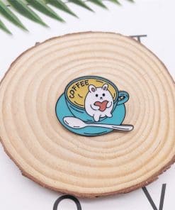 Alternative view of Coffee 'Bunny Heart' Enamel Pin