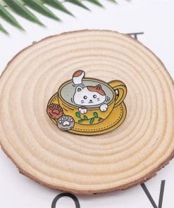 Alternative view of Coffee Cup 'Cat Swim' Enamel Pin
