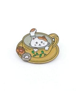 Coffee Cup 'Cat Swim' Enamel Pin