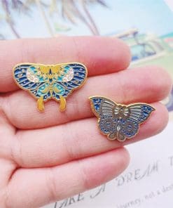 Alternative view of Golden Blue Butterfly 'Pipevine' Enamel Pin