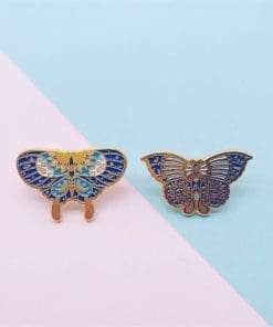 Alternative view of Golden Blue Butterfly 'Spicebush' Enamel Pin