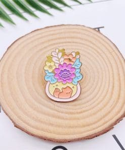 Alternative view of Cute Fox Jar 'Anemone Flower' Enamel Pin