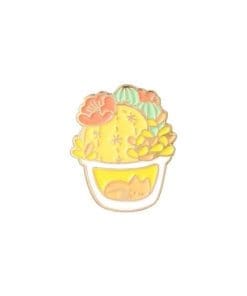 Cute Fox Jar 'Blooming Cactus Flower' Enamel Pin