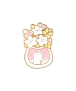Cute Fox Jar 'Hydrangea Flower' Enamel Pin