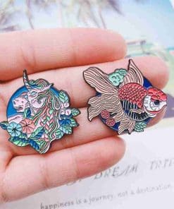 Alternative view of Punk Flowers 'Set of 2 | Unicorn & Oranda' Enamel Pin