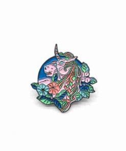 Unicorn 'Floral Braided Hair' Enamel Pin